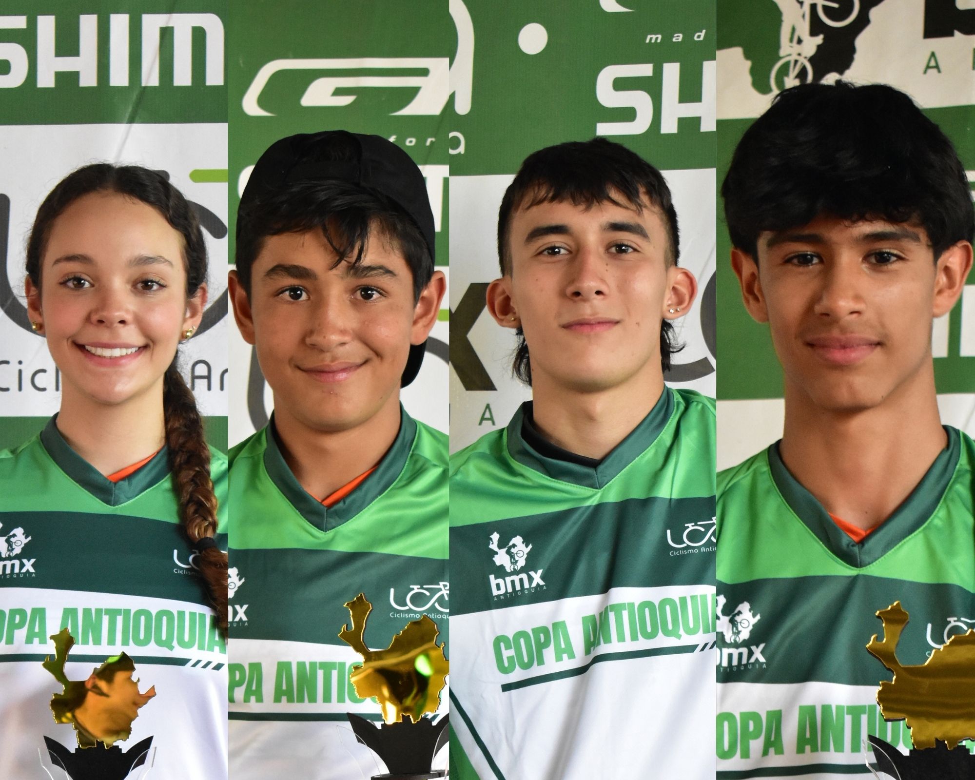 Los cuatro corredores envigadeños campeones de la Copa BMX Antioquia 2025